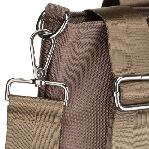 Beżowa shopperka damska na uchwytach i doczepianym pasku - Peterson