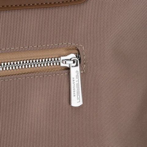 Beżowa shopperka damska na uchwytach i doczepianym pasku - Peterson