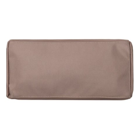 Beżowa shopperka damska na uchwytach i doczepianym pasku, zamykana suwakiem - Peterson