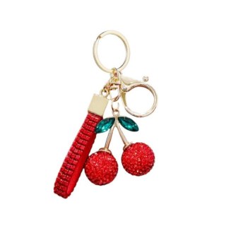 Brelok Czerwone Wisienki z cyrkoniami BRL365 – elegancki dodatek