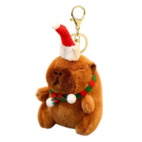 Pluszowy brelok kapibara w świątecznym kapeluszu BRL380