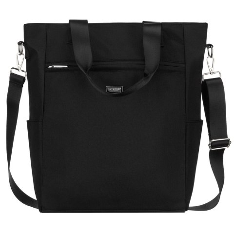 Czarna, pojemna shopperka damska na uchwytach i doczepianym pasku - Peterson