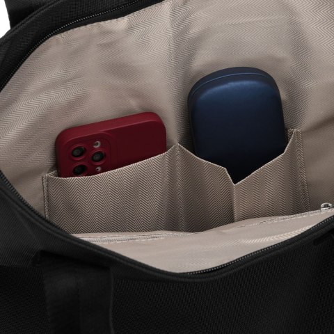 Czarna, pojemna shopperka damska na uchwytach i doczepianym pasku - Peterson