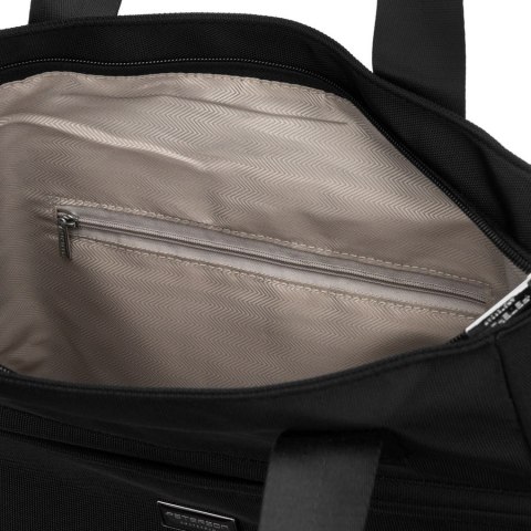 Czarna, pojemna shopperka damska na uchwytach i doczepianym pasku - Peterson