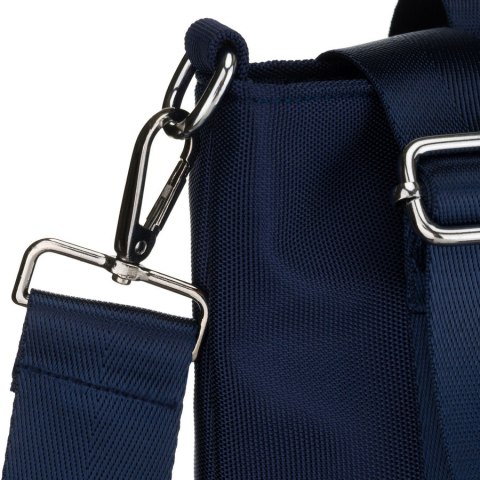 Duża, granatowa shopperka damska, jednokomorowa, zawieszona na uchwytach i doczepianym pasku - Peterson