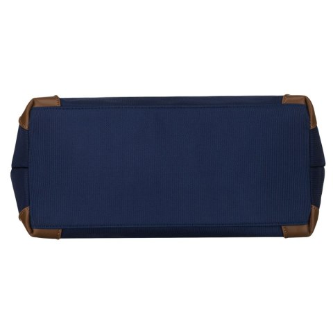 Duża, granatowa shopperka damska, jednokomorowa, zawieszona na uchwytach i doczepianym pasku - Peterson