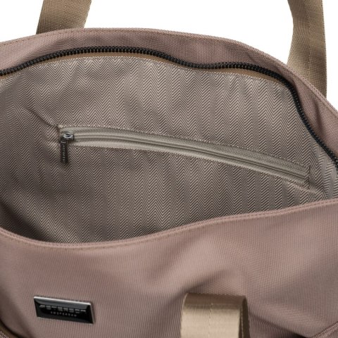 Jednokomorowa, beżowa shopperka damska zamykana suwakiem - Peterson