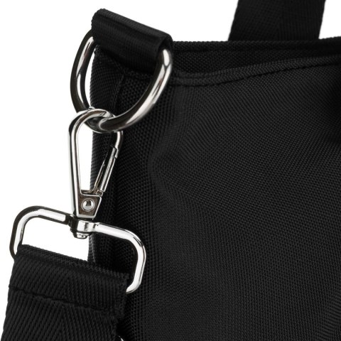 Jednokomorowa, czarna shopperka damska zamykana suwakiem - Peterson