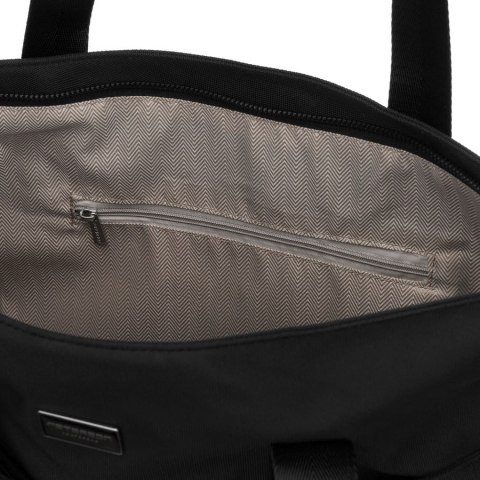 Jednokomorowa, czarna shopperka damska zamykana suwakiem - Peterson