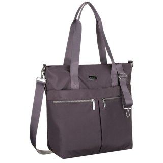 Jednokomorowa shopperka damska z poliestru w szarym kolorze wyposażona w dopinany, regulowany pasek - Peterson