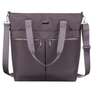 Jednokomorowa shopperka damska z poliestru w szarym kolorze wyposażona w dopinany, regulowany pasek - Peterson