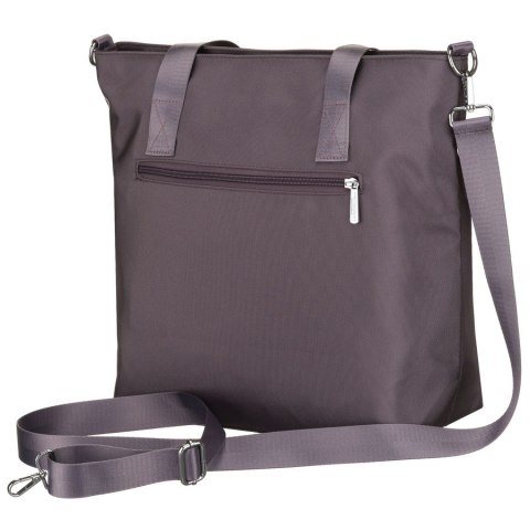 Jednokomorowa shopperka damska z poliestru w szarym kolorze wyposażona w dopinany, regulowany pasek - Peterson