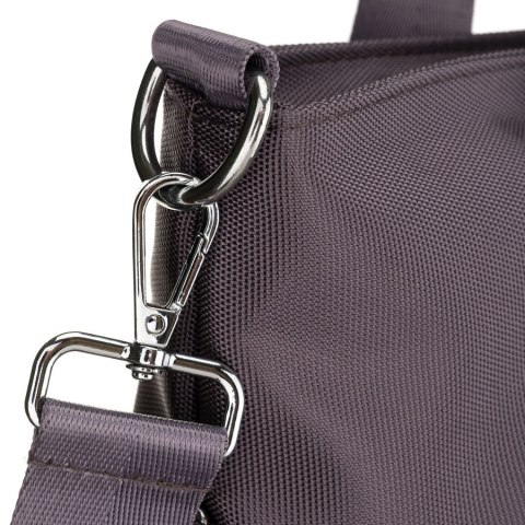 Jednokomorowa shopperka damska z poliestru w szarym kolorze wyposażona w dopinany, regulowany pasek - Peterson