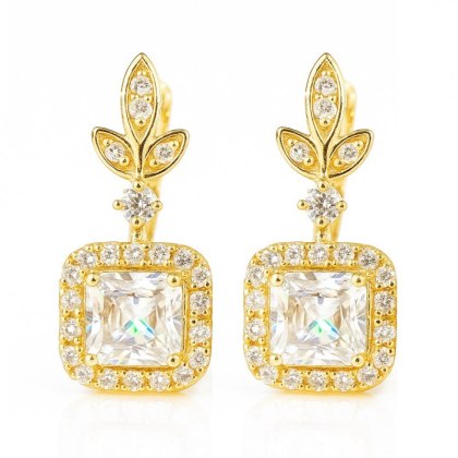 Kolczyki ze stali szlachetnej pozłacane 14k złotem, cyrkonie KST3492