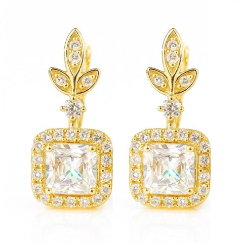 Kolczyki ze stali szlachetnej pozłacane 14k złotem, cyrkonie KST3492