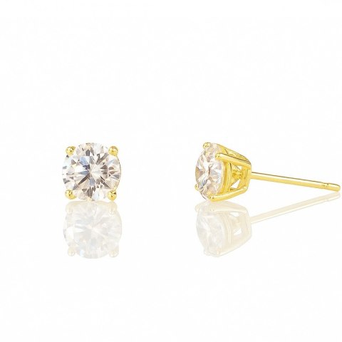 Klasyczne złote kolczyki sztyfty z błyszczącą cyrkonią