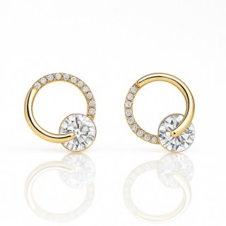 Kolczyki pozłacane 14K kółka z cyrkoniami sztyft KST3471