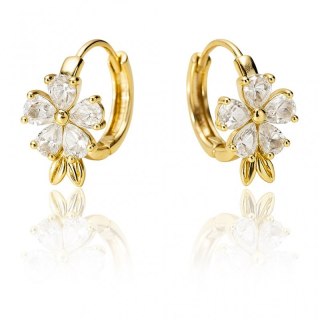 Kolczyki ze stali szlachetnej pozłacane 14k złotem, cyrkonie kwiatuszki KST3490
