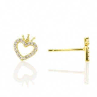 Kolczyki pozłacane 14K serce i gwiazdka z cyrkoniami KST3493