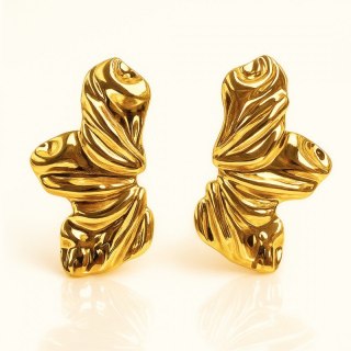 Kolczyki ze stali szlachetnej pozłacane 14k złotem, duże listki KST3477