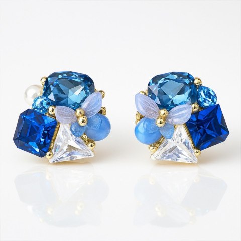 Kolczyki pozłacane 14K z niebieskimi cyrkoniami KST3473