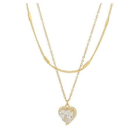 Pozłacany naszyjnik stal chirurgiczna z sercem i cyrkoniami