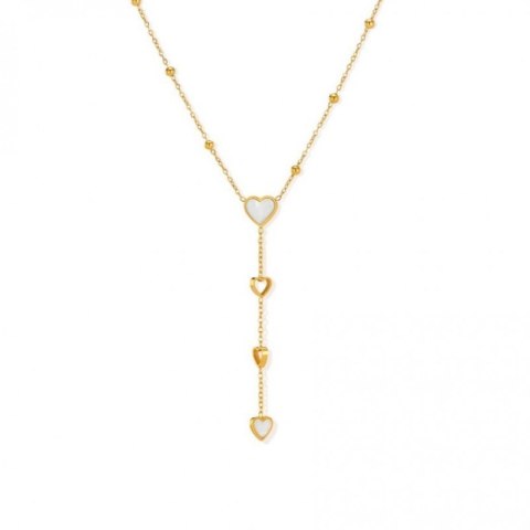Pozłacany naszyjnik ze stali szlachetnej z sercami NST2151
