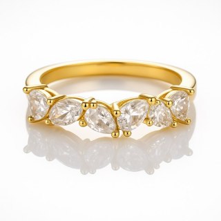 Pierścionek pozłacany 14K z dużymi cyrkoniami regulowany PST972