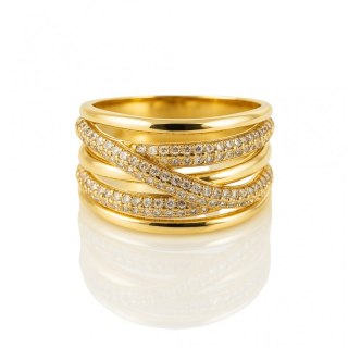 Pierścionek stal chirurgiczna platerowana złotem, z cyrkoniami PST973, Rozmiar pierścionków: US7 EU14