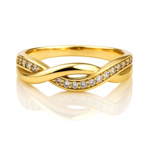 Pierścionek stal chirurgiczna platerowana złotem, z cyrkoniami PST978, Rozmiar pierścionków: US7 EU14