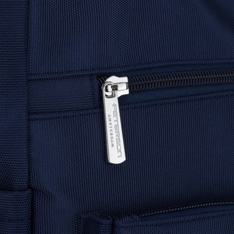 Pojemna torba damska zprzegrodą na laptopa wykonana z poliestru w granatowym kolorze - Peterson