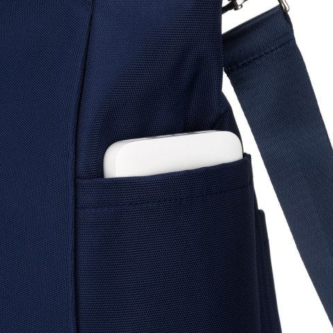 Pojemna torba damska zprzegrodą na laptopa wykonana z poliestru w granatowym kolorze - Peterson