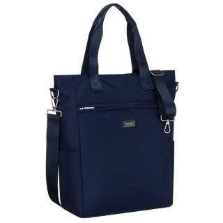 Shopperka damska w granatowym kolorze, jednokomorowa i zamykana suwakiem - Peterson