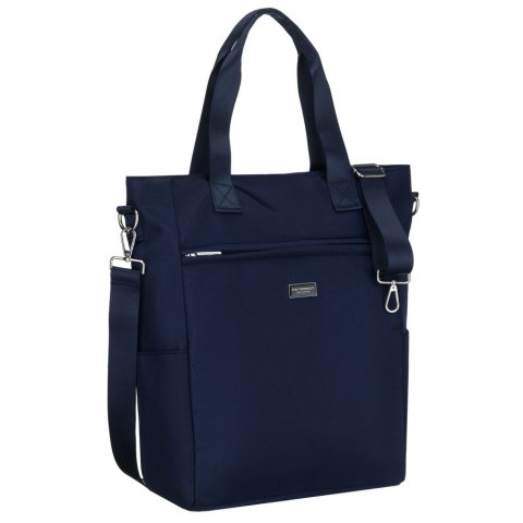 Shopperka damska w granatowym kolorze, jednokomorowa i zamykana suwakiem - Peterson