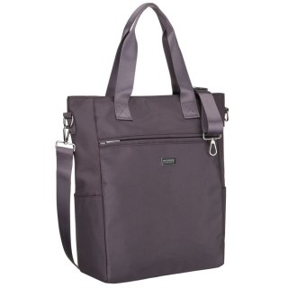 Szara shopperka damska na uchwytach i doczepianym pasku, zamykana suwakiem - Peterson