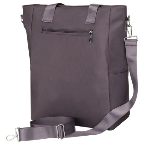 Szara shopperka damska na uchwytach i doczepianym pasku, zamykana suwakiem - Peterson