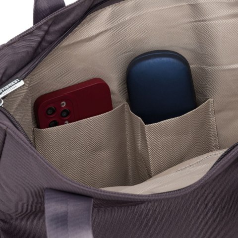 Szara shopperka damska na uchwytach i doczepianym pasku, zamykana suwakiem - Peterson