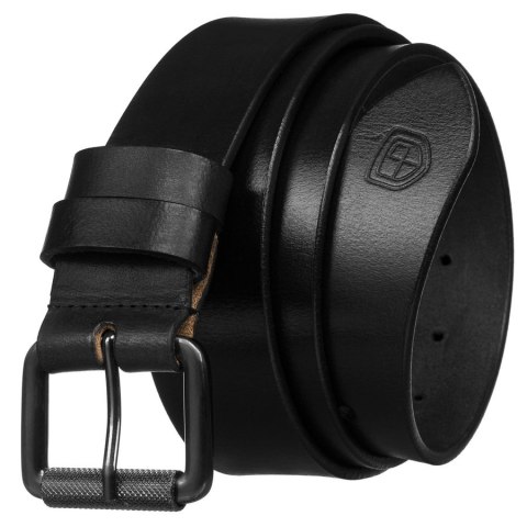 Zestaw prezentowy: skórzany, pionowy portfel męski w czarnym kolorze z systemem RFID i pasek ze skóry naturalnej - Peterson