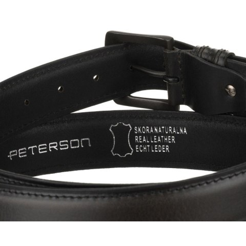 Zestaw prezentowy: skórzany portfel męski w czarnym kolorze i czarny pasek ze skóry naturalnej - Peterson