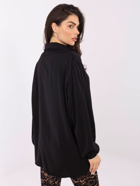 Bluzka damska czarna z bufiastymi rękawami