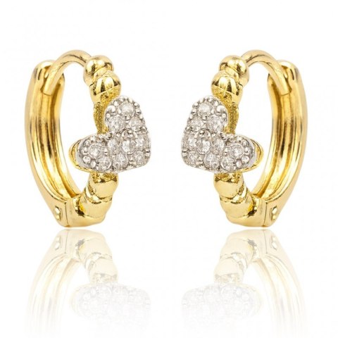 Pozłacane kolczyki ze stali szlachetnej z kryształkowym serduszkiem