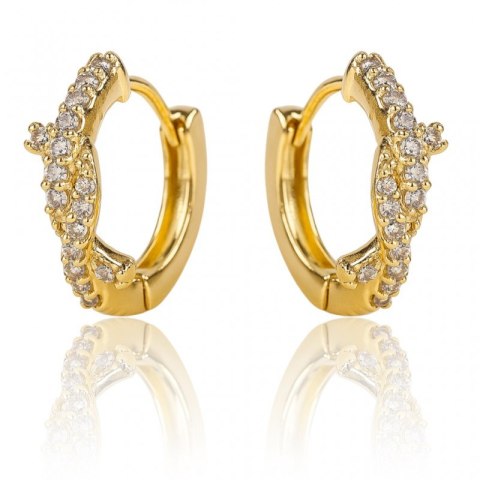 Złote kolczyki damskie z połyskującymi cyrkoniami