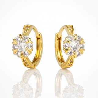 Pozłacane kolczyki ze stali szlachetnej z cyrkoniowym kwiatkiem KST3504