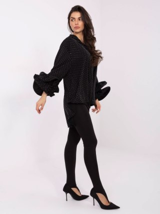 Czarna elegancka koszula z rozkloszowanymi rękawami Italy Moda