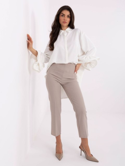 Długa koszula damska ecru z kołnierzykiem