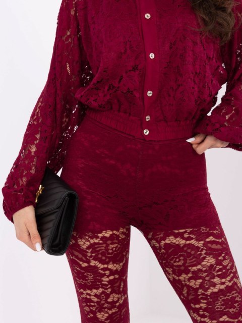 Eleganckie legginsy burgundowe o zwężanym kroju