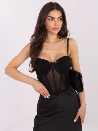 Czarny gorsetowy top z siateczki z regulowanymi ramiączkami S/M