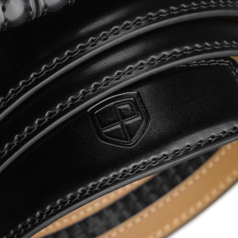 Czarny, skórzany pasek męski z automatyczną klamrą - Peterson