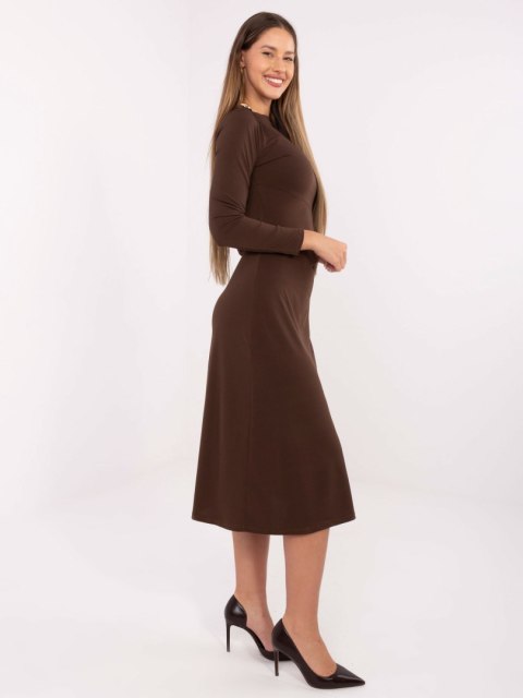 Klasyczna sukienka midi Italy Moda w kolorze brązowym