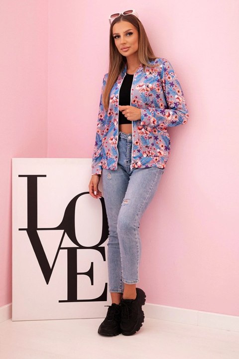 Szara bluza damska casual z kolorowym printem